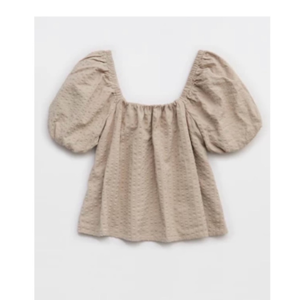Aerie Seersucker Puff Sleeve Top